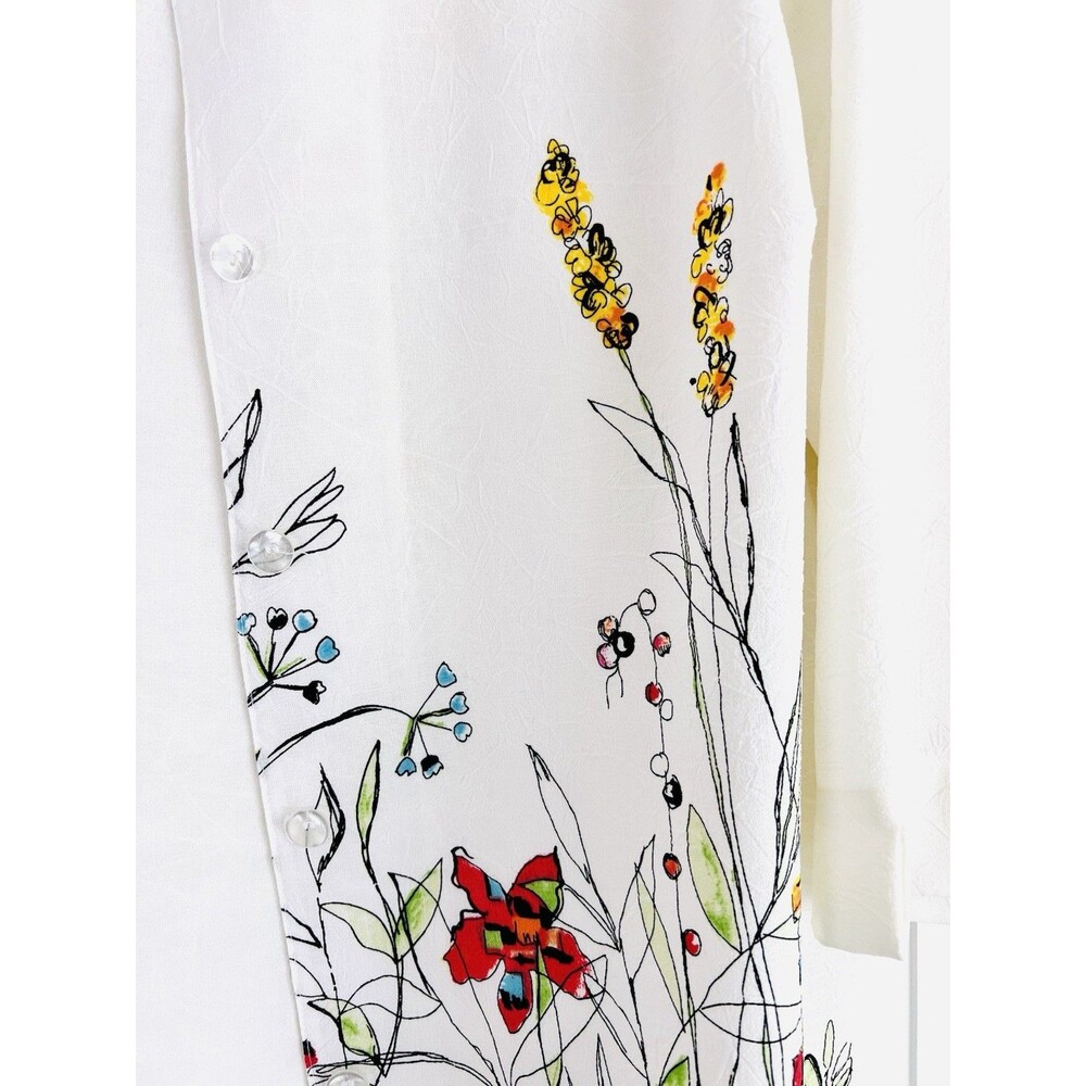 Beautiful Vintage Koret Watercolor Flowers Artsy Dainty Feminine Blouse Plus 20W - Picture 3 of 6